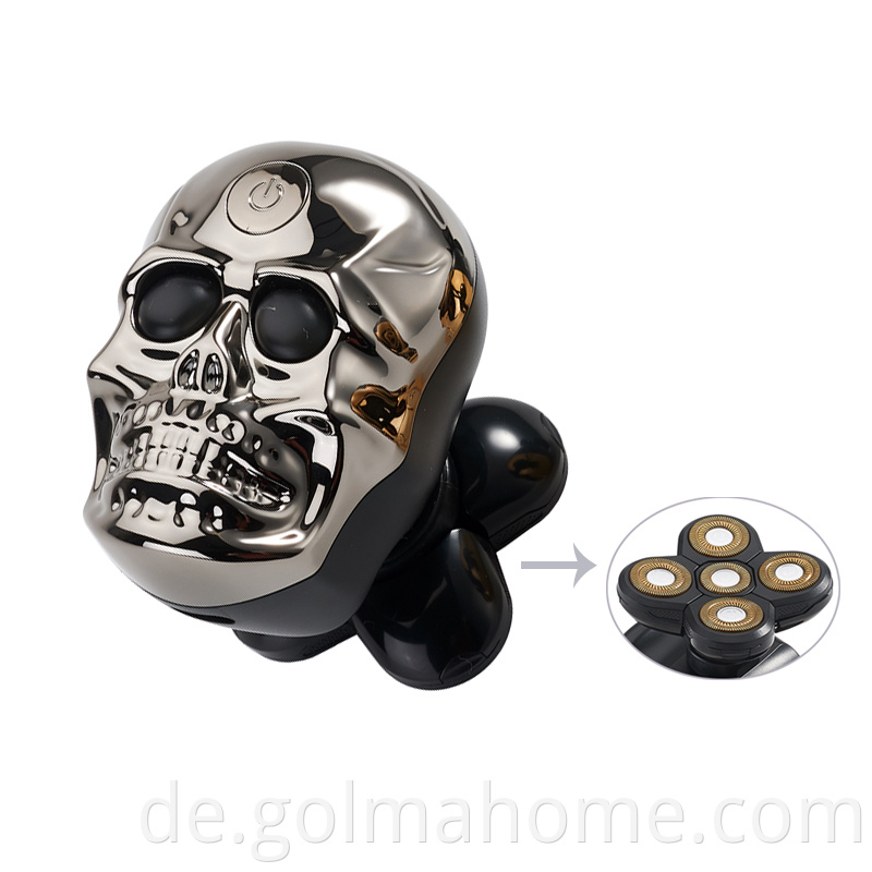 New Skull Design Baldad 6 in 1 Rasiermaschine Wiederaufladbare Bart Männer Professionelle Gold Silber Elektrische Rasierer Rasierer Für Männer